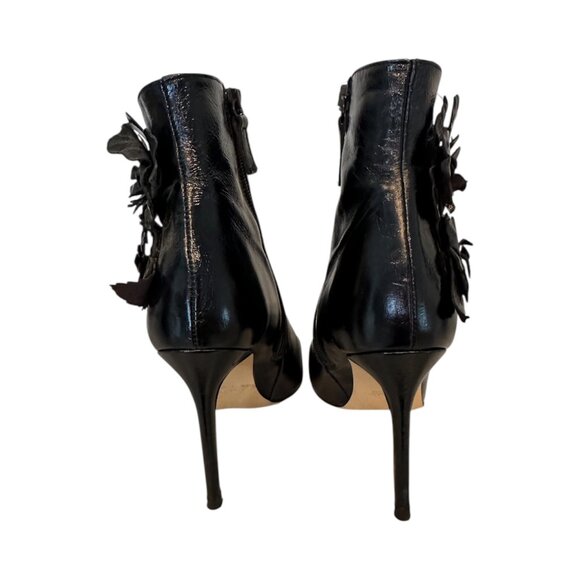 Zara Black 3D Floral Appliqué Ankle Boots Size 37 - Picture 4 of 6